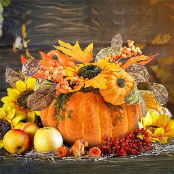 Artificial Pumpkin, 8.5 Inch Fake Pumpkin Artificial Vegetable Faux Pumpkin - Picture 1 of 6